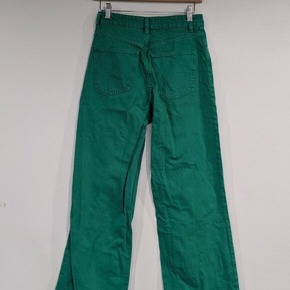 Zara Wide Leg Jeans Kelly Green Size 4 - Picture 3 of 4